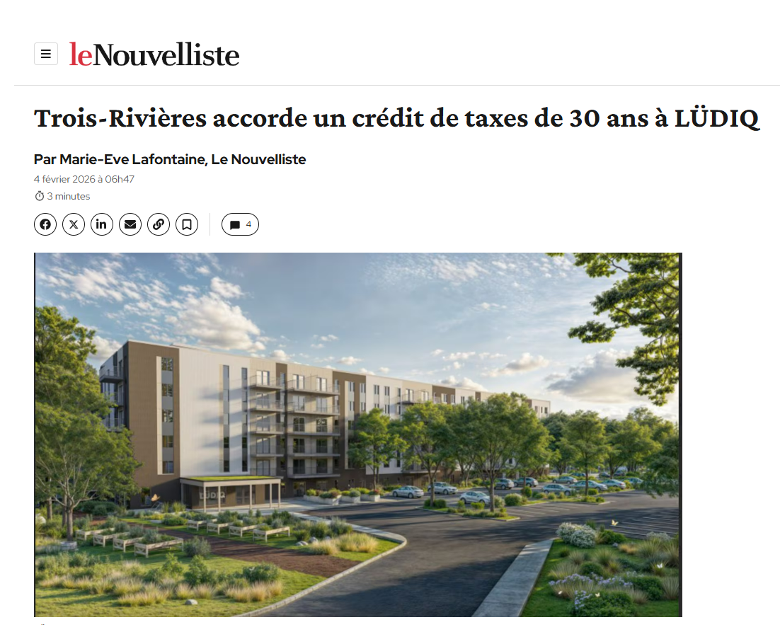 Crédit de taxes de 30 ans pour les logements familiaux abordables LÜDIQ à Trois-Rivières